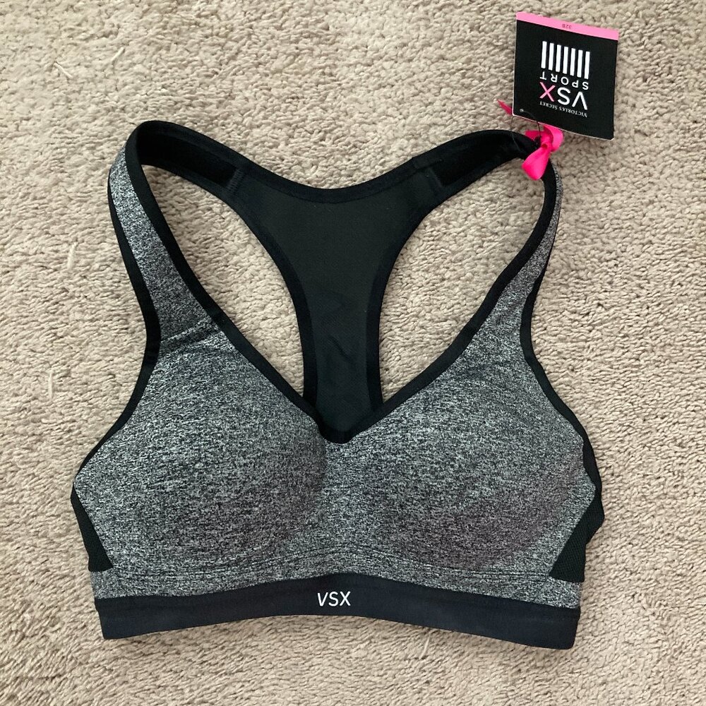 NEW Victoria's Secret VXS Sport grey & black sport bra size 32B